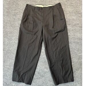 Unbranded‎ Pinstripe Pleated Dress Pants 36x27 Charcoal Grey Wool Blend